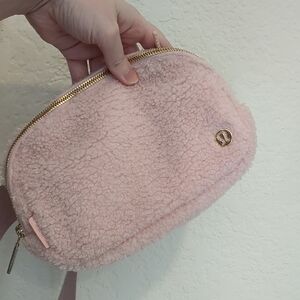lululemon athletica Pink Sherpa Belt Bag with Gold Hardware